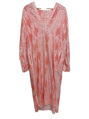 Felix Dress Womens Medium Linen Caftan Midi Coastal Beach Resort Buenos Aires
